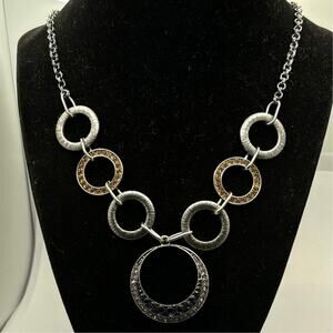 Retro Silver & Blue Crystal Necklace